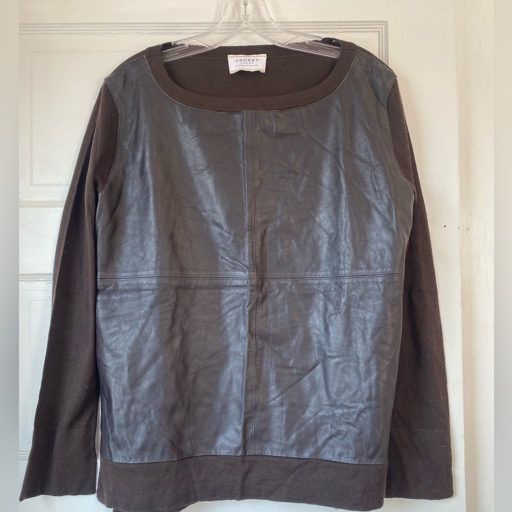 Snobby sheep cashmere and silk faux leather sweater